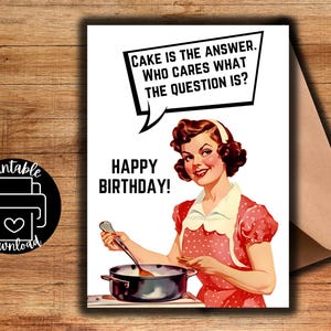 Printable Cake Pun Birthday Card, Funny Greeting Card, Digital Download, Print at Home