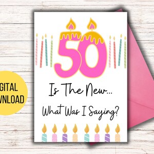 Printable Funny 50th Birthday Card, Print at Home, Digital Greeting Card