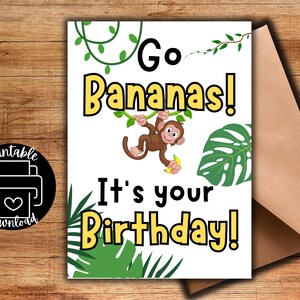 Tarjeta de cumpleaños de animales imprimible, tarjeta de felicitación para niños, descarga digital, impresión en casa