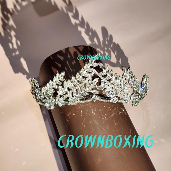 Crystal Silver Leaf Headband Tiara for Weddings Parties Hair Accessory Rhinestone Wedding Headband Set - Bridal Floral Crown with  main image 4