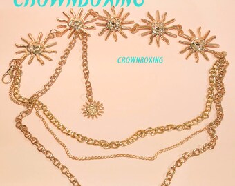 Gold Retro Style Sun Moon Star Alloy Waist Belt Chain Y2k Body Jewelry for women Ladies Body Jewelry Gift for her birthday gift Christmas