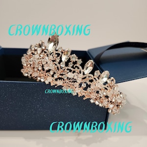 Hochzeit Tiara rosa Kristall Königin Krone für Braut Frauen quinceanera Junggesellenabschied Jahrestag Geschenk Prinzessin Kopfschmuck Strass Kopfschmuck