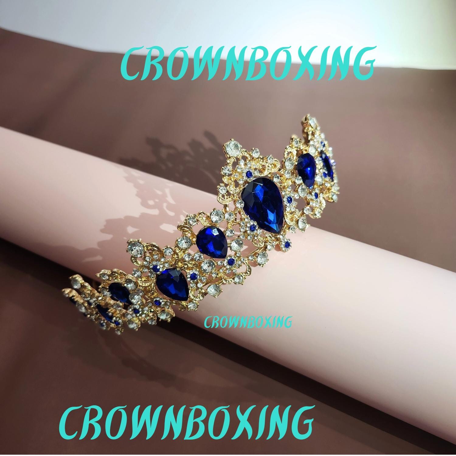 Blue Ocean Tiara Crown Crystal Queen Tiara for Women Bride Wedding