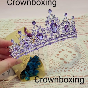 Lila Kristall Braut Tiara, Hochzeit Kopfschmuck, Strass Krone, königlicher Brautschmuck