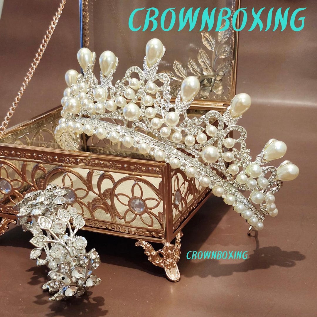 New women\'s Tiaras Rhinestone, pearl, for wedding bride, anniversary,  prom etc Amazon.com: Pearl Crowns for Women & brides-wedding bridal  main image 3