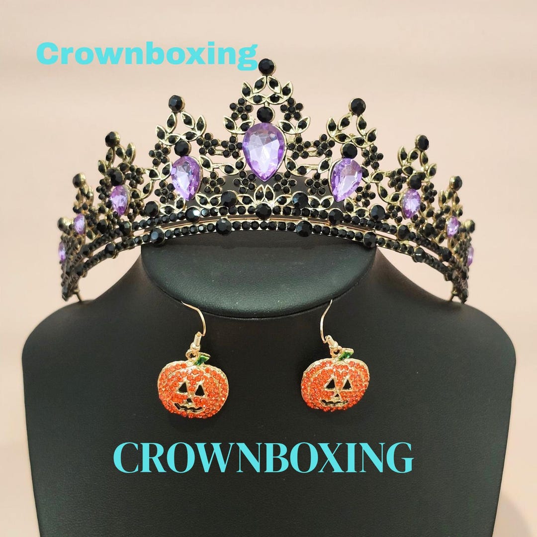 Signed K & K Luxury Retro Purple Crystal Bridal Crown Baroque Rhinestone Tiaras Mardi Gras Purple Tiara, Luxury Bridal Gold Crown, Prom  main image 2