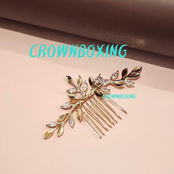 Gold Leaf Crystal Bridal Hair Accessories Hair Pin Wedding 