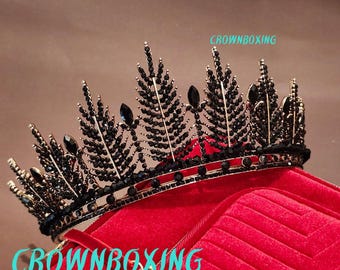 Black tiara crown wedding gothic vintage punk Black Crown for Wedding, Crown for Halloween, Gothic Crown  main image 2