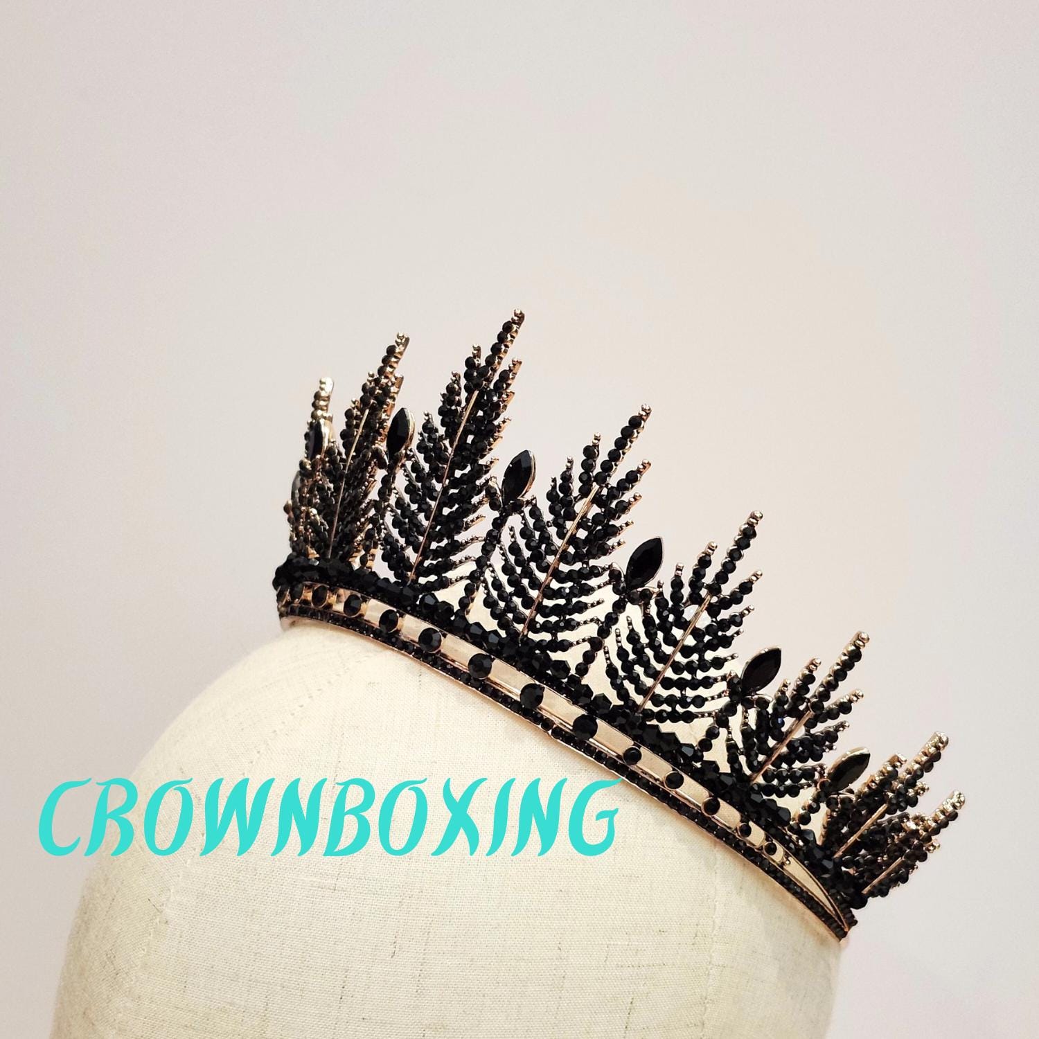 Black tiara crown crystal wedding headdress headpiece birthday gift prom Tocess Black Crown Tiara | Vintage Queen Princess Baroque  main image 2