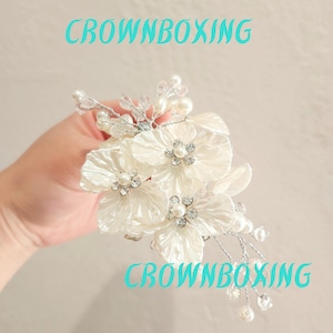 Pinza para el pelo con flor de perla de cristal, pasador floral para tocado, joyería para el cabello de novia, tiara nupcial, horquilla para el cabello, accesorios para el cabello de boda, regalo para dama de honor