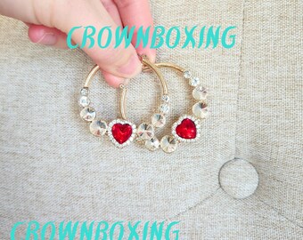 Red Crystal Bridal earrings drop Earrings gold Wedding jewelry Crystal Heart Pendant Earrings Bridesmaid jewelry birthday gift party