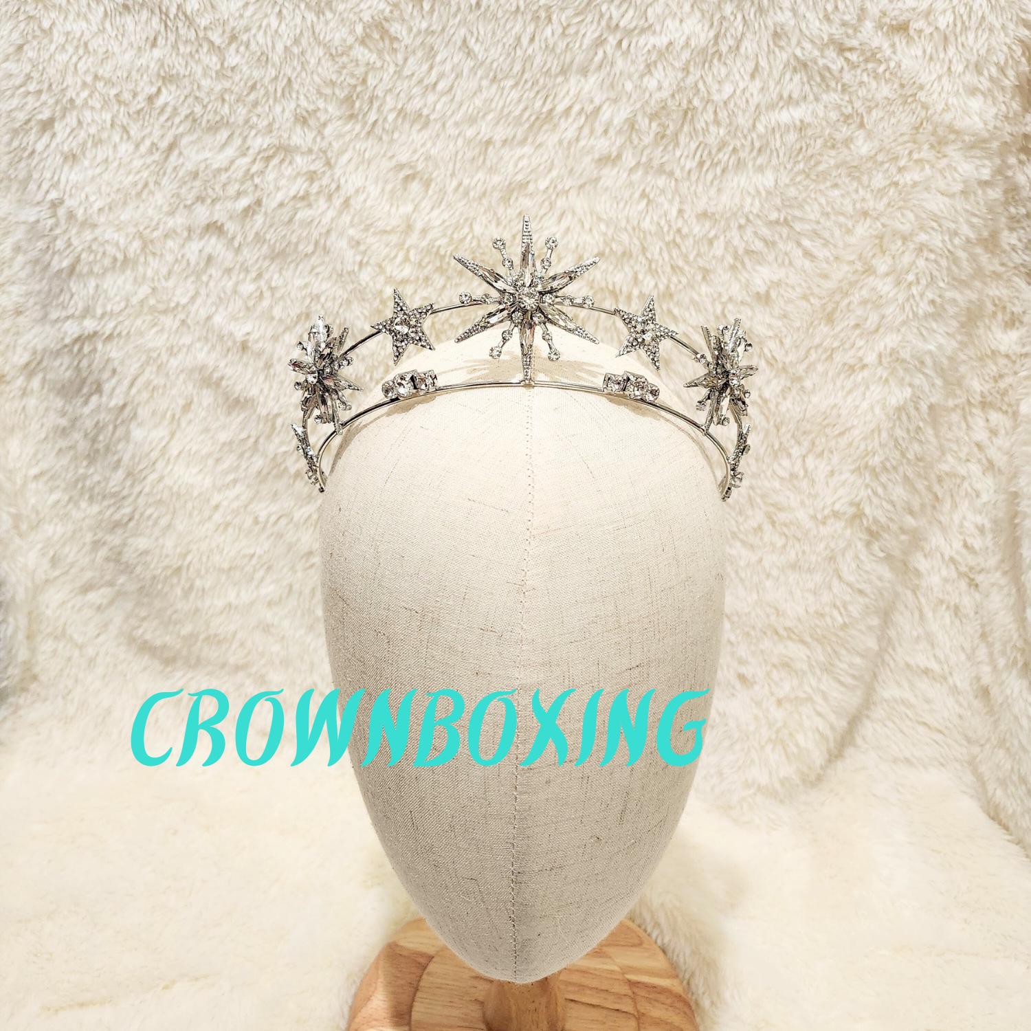 Wedding Star Crown Hair Jewelry Bridal Headpieces Rhinestone 