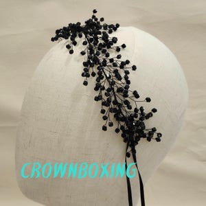 Bandeau en cristal noir diadème pour femme fête de mariage romantique coiffes de mariée bandeau de mariée costume d&#39;halloween bijoux gothiques