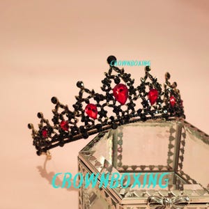 Red Crystal Bridal Tiara, baroque Vintage Wedding Crown, Wedding Tiara, Rhinestone Queen Tiara, Christmas Gift,quinceanera tiara, birthday