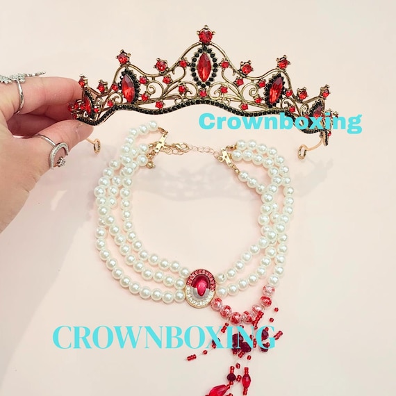 Red baroque tiara vintage crown birthday present Amazon.com : CAVETEE Red and Gold Crowns for Women - Baroque  main image 3