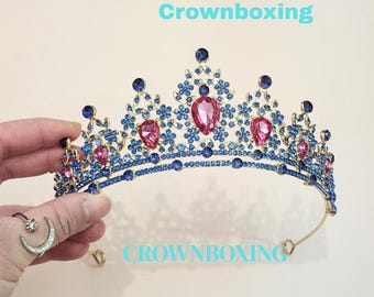 Rhinestone Tiara,Minimalist Wedding Crown, Quinceanera Headpiece,Floral princess Hair piece