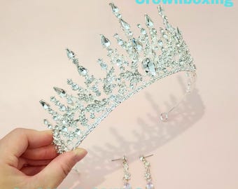 Silver Crystal Bridal Tiara Crown for Women Queen Princess Crown Rhinestone Tiaras for Girl Bride Wedding Hair Accessories luxury For Bride