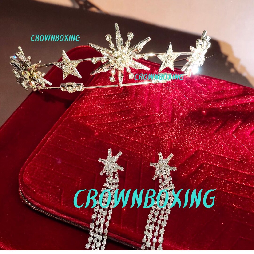 silver star tiara crown vintage Vintage Sterling Silver 925 Tiara Crown w/ Marcasite Stars  main image 4