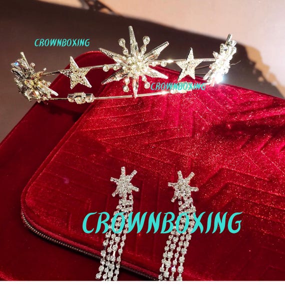 Star Crown Vintage Silver Crown, Elegant Wedding Stars Tiara  display picture 1