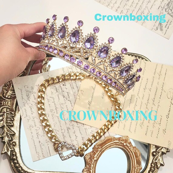 Purple Crystal Tiara, Black comb tiara, vintage crown, Prom hair jewelry Purple Victorian Gothic Bridal Tiara – Elegant Wedding Hair  main image 4