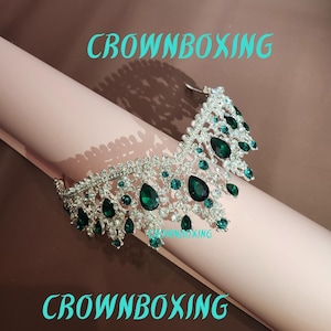 Green Princess Bridal Tiara Crown Beautiful fairy Crown for Women and Girls Halloween Christmas Gift wedding anniversary quinceanera
