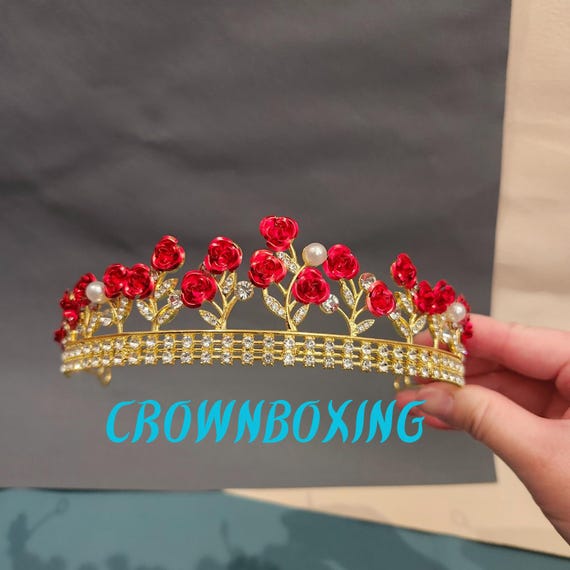 Diadème De Cristal Rouge Couronne De Mariage Accessoire Pour