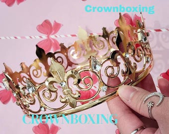 Brudtiara rund krona drottningkrona, bröllopstiara söt 16-års huvudbonad prinsessa quinceanera krona födelsedagskrona nattvardskrona