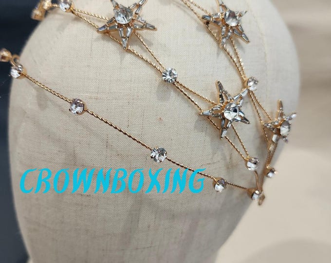 Stern gold Stirnband Tiara Kristall Hochzeit Kopfschmuck Strass Festzug Braut Stern Kopfschmuck Haarschmuck Geburtstagsgeschenk