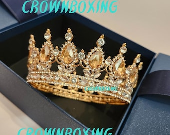 Gold Queen Crown, Wedding princess Tiara and Crown, Wedding Tiara Crown for Bride, quinceanera, birthday, baby shower, Pageant party prom