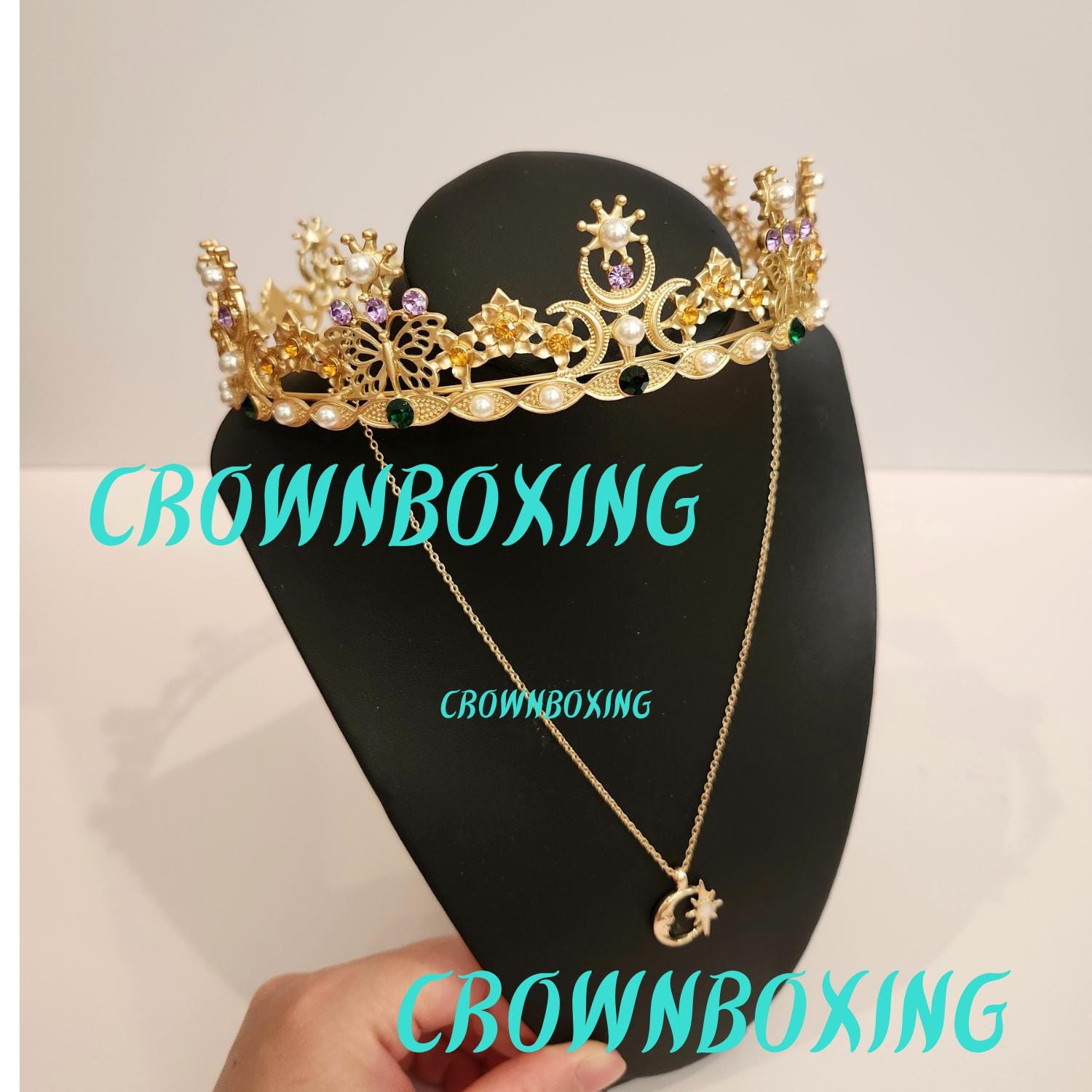Gold crown butterfly wedding tiara birthday party gift bridal jewelry set Butterfly Tiara, Gold Butterfly Crown Headband, Gift for  main image 2