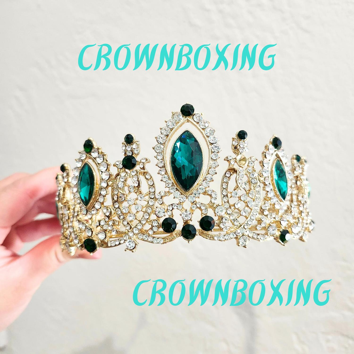 Light Green Baroque Rhinestone Crown Tiara LED Bridal Hair Accessory for Women Baroque retro Crystal Wheat Shape Crown Handmade Bride  main image 2