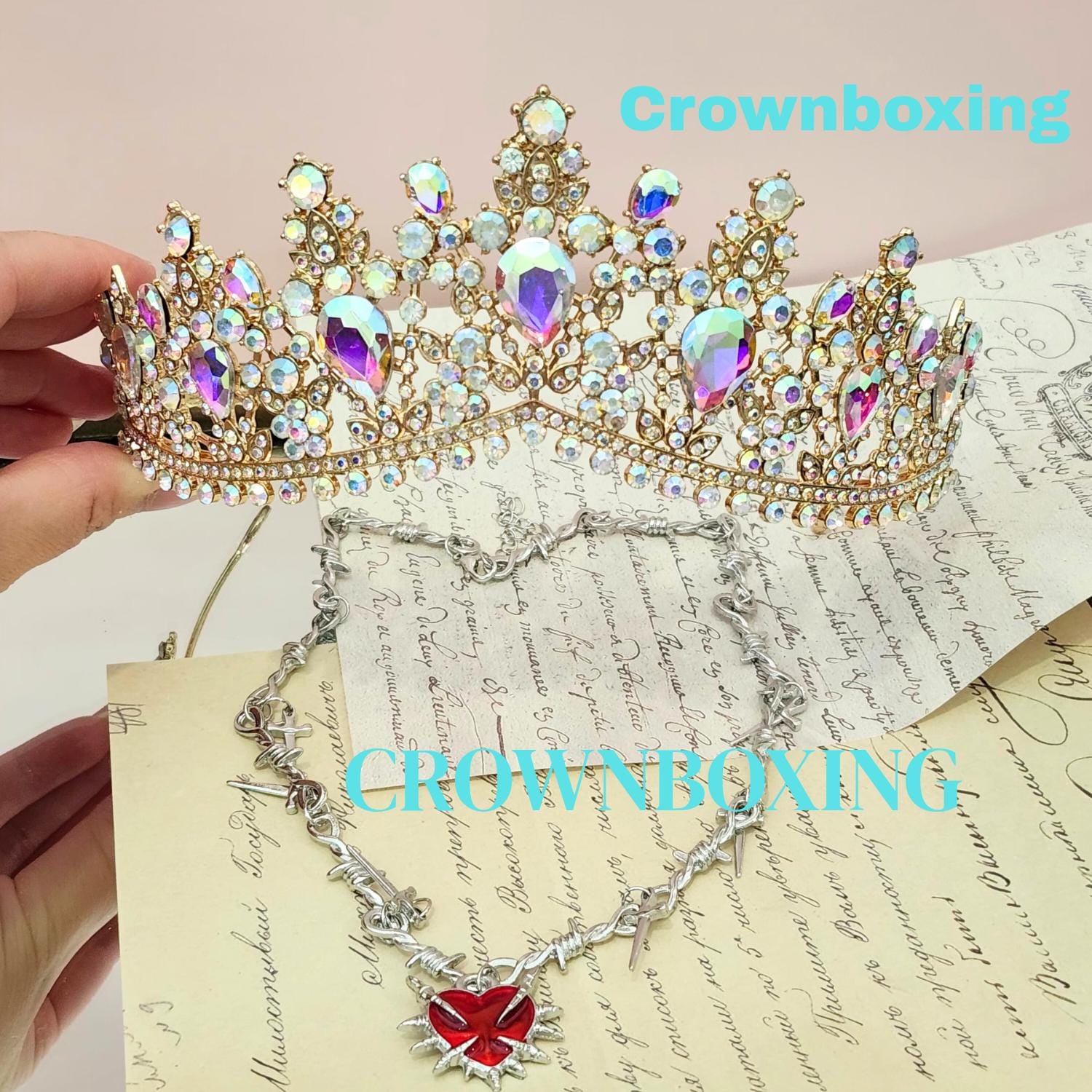 AB Crystal Tiara Wedding Crown Hair Accessory Baroque Bridal  display picture 1