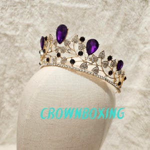 Baroque purple tiara Crown for Wedding birthday party Hair jewelry Queen quinceanera bridal bride Headpiece Crystal Crown Hair accessories