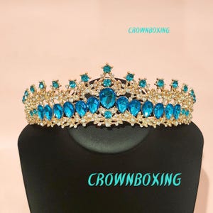 Blue Tiara Bridal Headpieces for Women Wedding Tiara Crown Princess Bride Headband quinceanera Crown Pageant photography Crown birthday