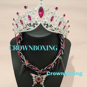 Pink silver Crystal Tiara Crown Wedding Hair Accessories Gothic necklace Heart Shape Bridal Tiara Prom Birthday Gift Christmas Gift