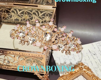 Pink Floral Crystal Princess Tiara Crown, Bridal Sweet 16th  display picture 1