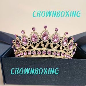 Purple Rhinestone Tiara and Crown Crystal Prom Hair Accessories Bride Headpiece quinceanera birthday Gift wedding anniversary floral tiara