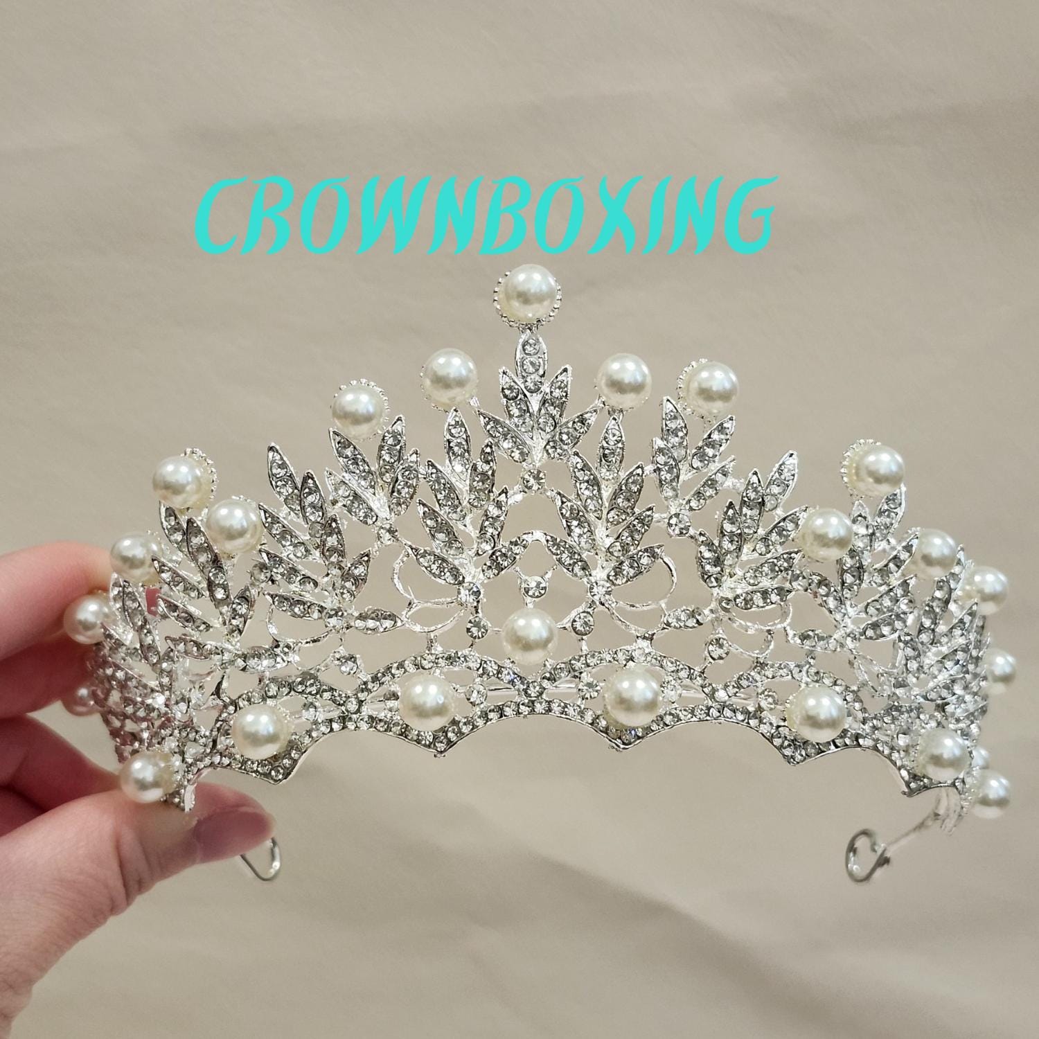 Pearl elegant Rhinestone Crystal Crown women hair accessories Wedding headdress engagement Headband Tiara Bridal Headpieces Prom Tiara