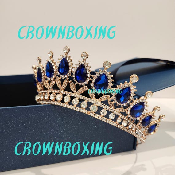 Baroque Blue Crystal Tiara for Women Bride Rhinestone Bridal  display picture 3