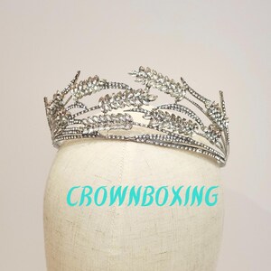 Bridal Wedding Tiara,silver Bridal Crown, Crystal Tiara Costume, vintage Baroque tiara leaf Headpiece, Princess Queen Tiara, Wedding prom