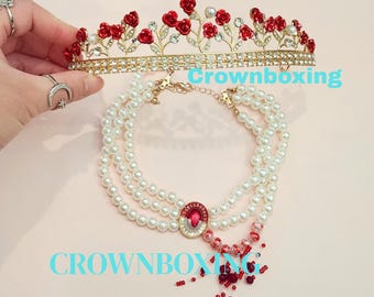 Gold Crown With Dark Red Roses - Etsy display picture 1