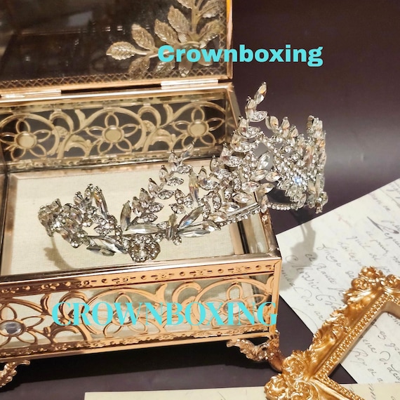 Silver Leaf Tiara Crown, Crystal Luxury Princess Tiaras  display picture 1