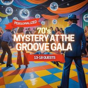 Personalized Murder Mystery Game | 13-18 Adults | 70s Disco Theme | Print / Digital Download | Dinner Party Game
