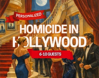 Kit personalizzato per gioco di omicidio a tema Hollywood / 6-10 adulti / Stampa / Download digitale / Gioco per cena