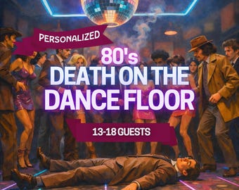 Juego de misterio de asesinato personalizado / Adultos de 13 a 18 años / Tema de los 80 / Impresión / Descarga digital / Juego para cenas