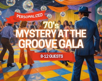 Personligt mordmysteriespel | 8-12 vuxna | 70-tals discotema | Tryckt / Digital nedladdning | Middagsbjudningsspel