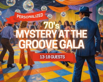 Personalized Murder Mystery Game | 13-18 Adults | 70s Disco Theme | Print / Digital Download | Dinner Party Game