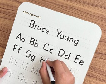 Tableau calque de nom personnalisé : alphabet, chiffres et formes