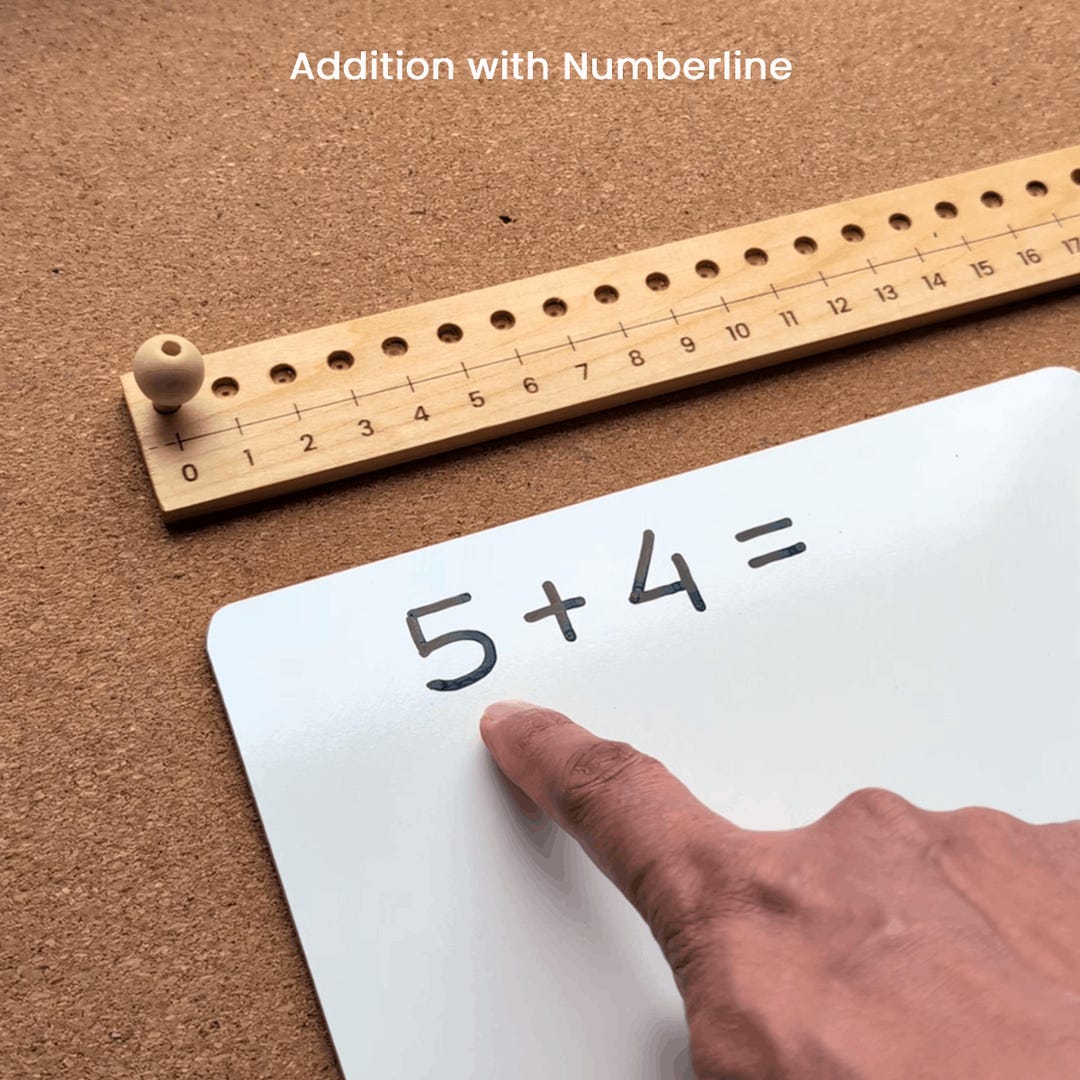 Montessori Wooden Number Line, Addition Subtraction Learning Toy for ...