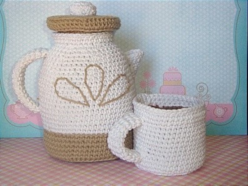 A. Jolly Coffee Pot with Cup PDF Crochet Pattern image 1